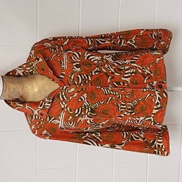 Jones NY XL Soft Fine Wale Stretch Print Cotton Corduroy Jean Jacket - Picture 1 of 16